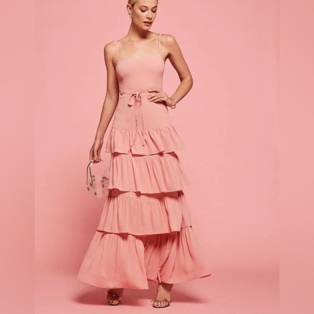 Reformation Foxglove pink tiered dress Size 4